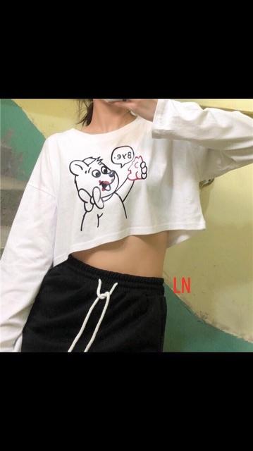 Áo croptop gấu Bye dài tay LNG1119