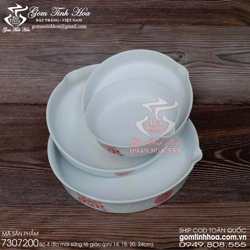 Đĩa mài sừng gốm sứ Bát Tràng