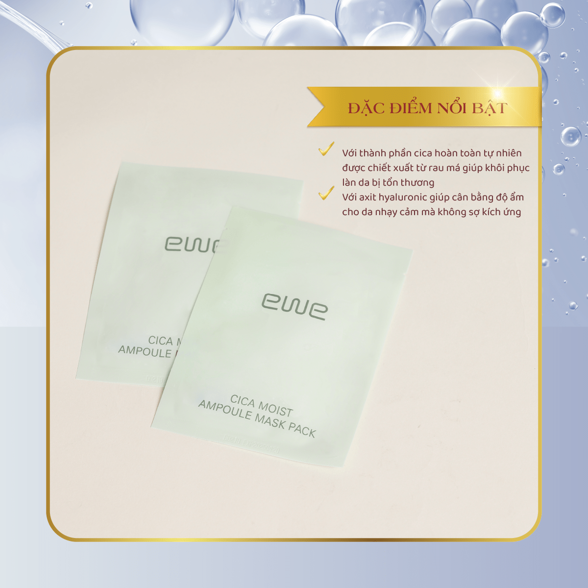 Mặt Nạ Dưỡng Ẩm Cao Cấp EWE (Cica Moist Ampoule Mask Pack) - Hộp 5 miếng