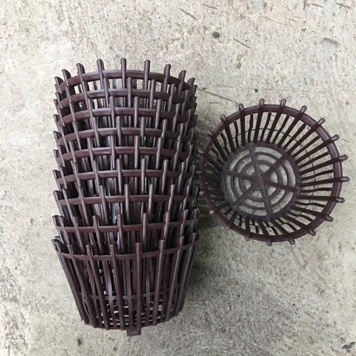 Combo 20 chậu giả gỗ fi 23 cm trồng lan có nan phụ hạn chế lọt giá thể ra ngoài