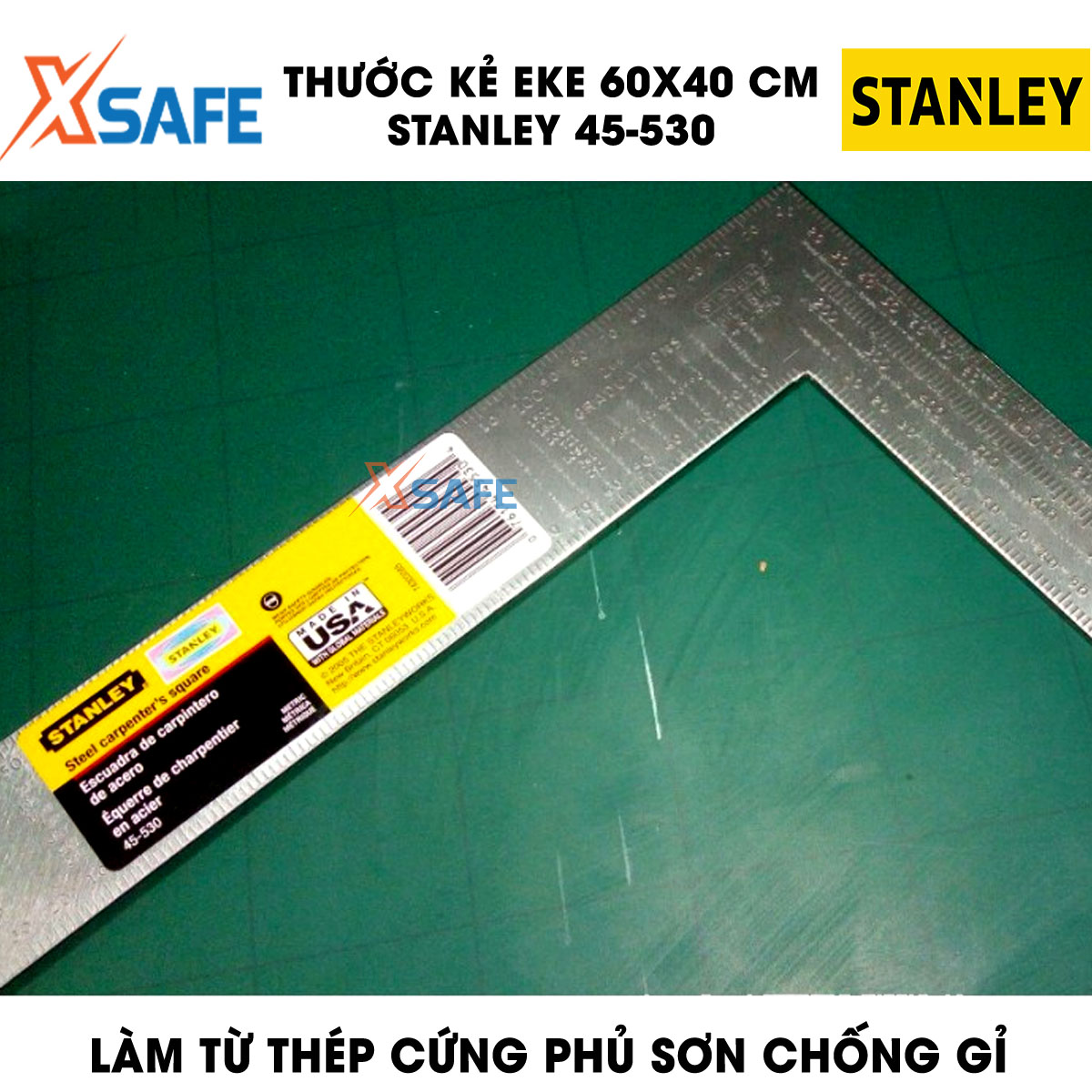 Thước kẻ Eke STANLEY được gia công từ thép cứng chống gỉ Thước kẻ Stanley thiết kế thông minh tiện ích, chất liệu cao cấp