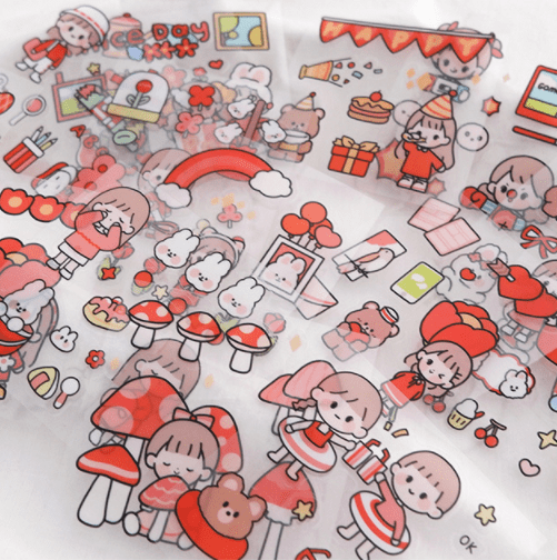 Miếng dán Stiker hoạt hình dễ thương đầy màu sắc
