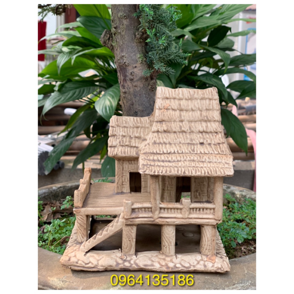 Tượng tiểu cảnh nhà sàn gốm sứ Bát Tràng