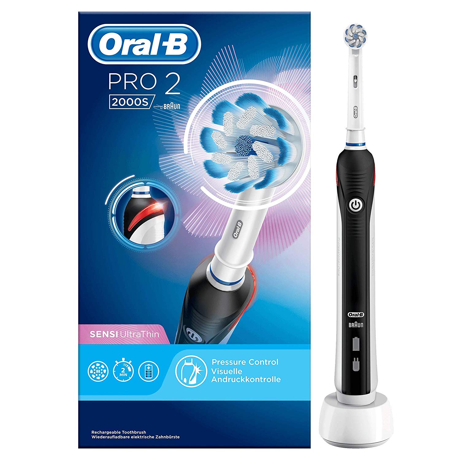 Bàn Chải Điện Oral-B Pro 2 2000 2000S BLACK Edition - Made in Germany