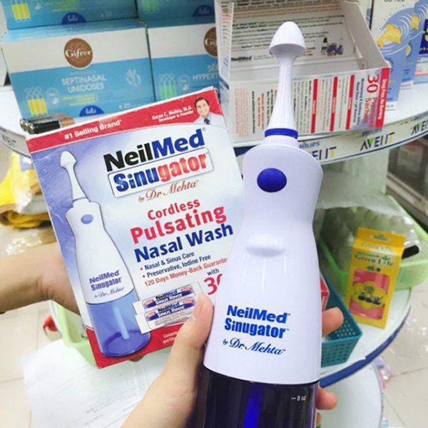 Máy rửa mũi neilmed sinugator cordless pulsating nasal wash - kèm 30 gói muối - 9765