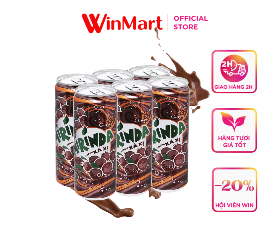 - Lốc 6 lon nước ngọt xá xị Mirinda 330ml