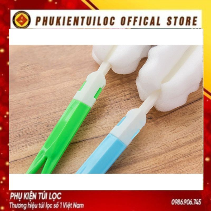 Cây rửa cốc ly - dụng cụ cọ bọt biển rửa bình sữa đầu mút trắng kiểu mới x2