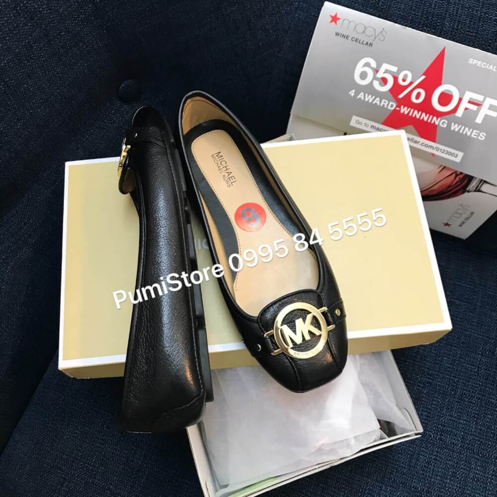 Giày Michael Kors Đen Khóa Vàng