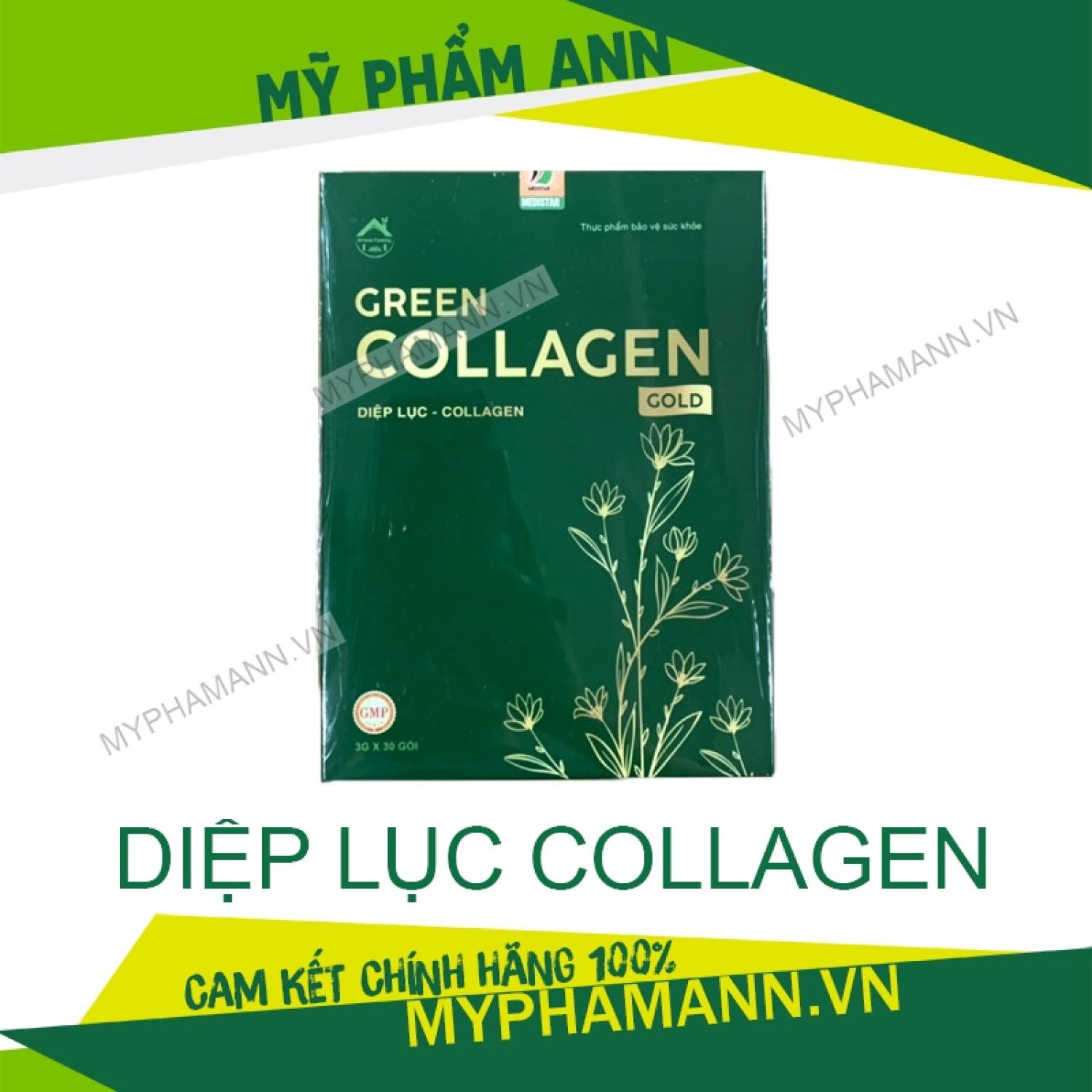 Diệp lục collagen gold hộp lớn 30 gói chính hãng - collagen diệp lục hỗ trợ đẹp da