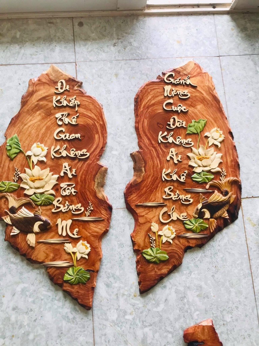 CG04-TRANH THỜ - TRANH CÂU ĐỐI GỖ GÕ ĐỎ NHẬP