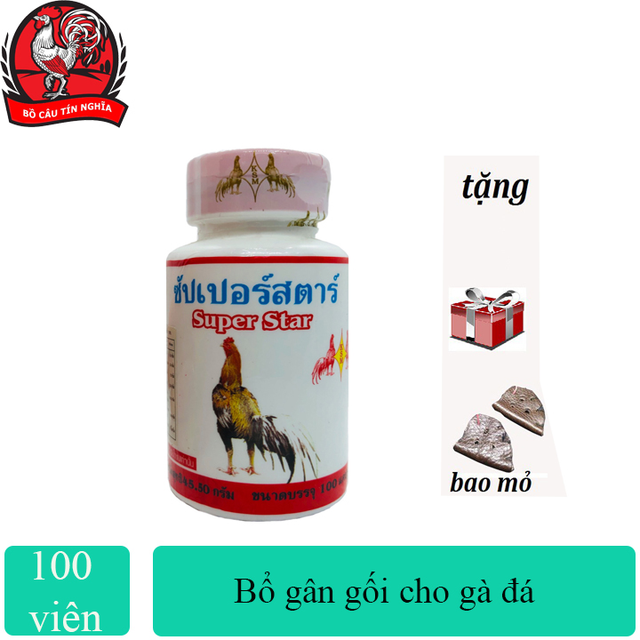 SUPER STAR [lọ 100 viên] Bổ xương gân gối cho gà đá (TẶNG BỊT MỎ)