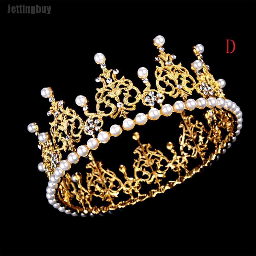 Jettingbuy Bridal Princess Rhinestone Pearl Crystal Hair Tiara Wedding Crowns Veil Headband