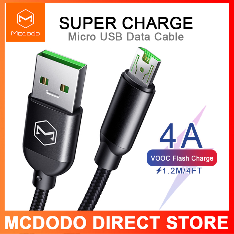 Cáp micro usb mcdodo 1.2m sạc nhanh 4a dây sạc dữ liệu cho oppo vooc qc3.0 nhanh dành cho samsung xiaomi android huawei ms 123