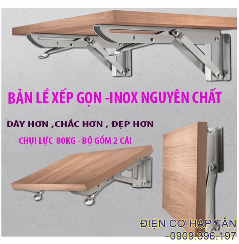[HCM]Bản lề gấp thông minh INOX  20 25 30 40CM ,  45 , 50CM -bộ 2 cái chụi lực 80kg