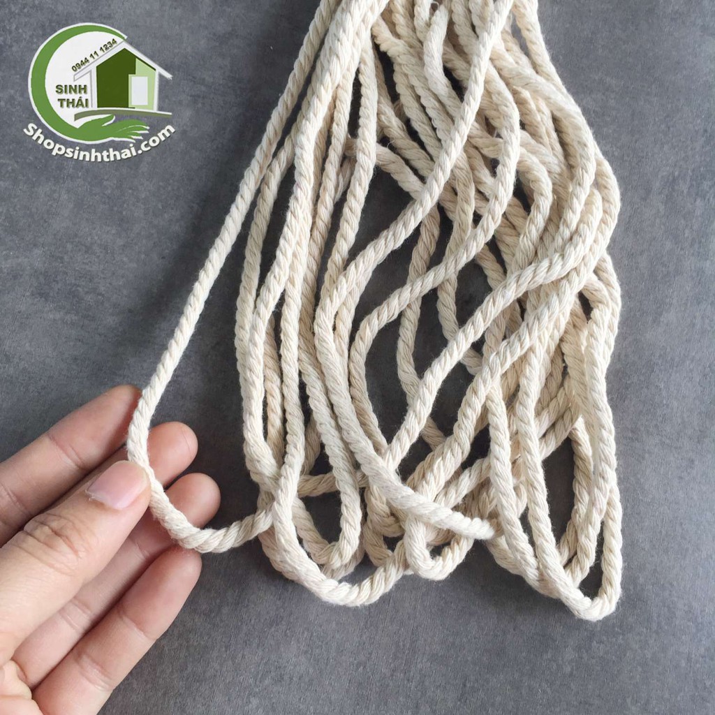 Dây thừng mềm màu trắng - dây thừng se Macrame cotton dày 7mm