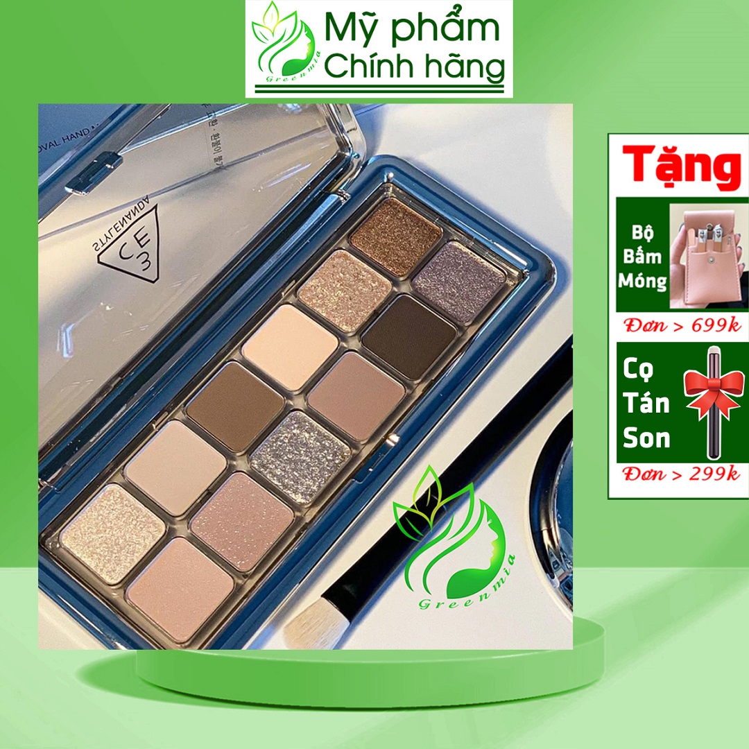 Bảng phấn mắt 3ce 12 ô new take eyeshadow raw neutrals màu nâu khói trung tính chính hãng check hidden tag