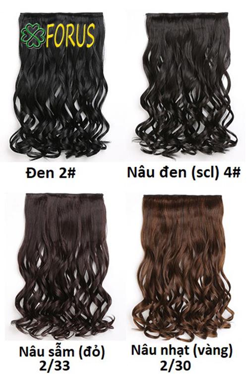 Tóc giả kẹp dải xoăn 5 phím 50cm, màu [đen 2#]