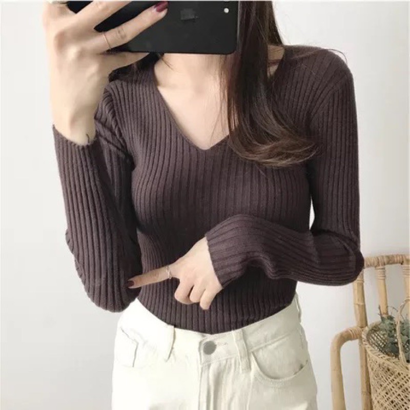 ÁO LEN LÔNG CỪU CỔ TIM - Loại 1