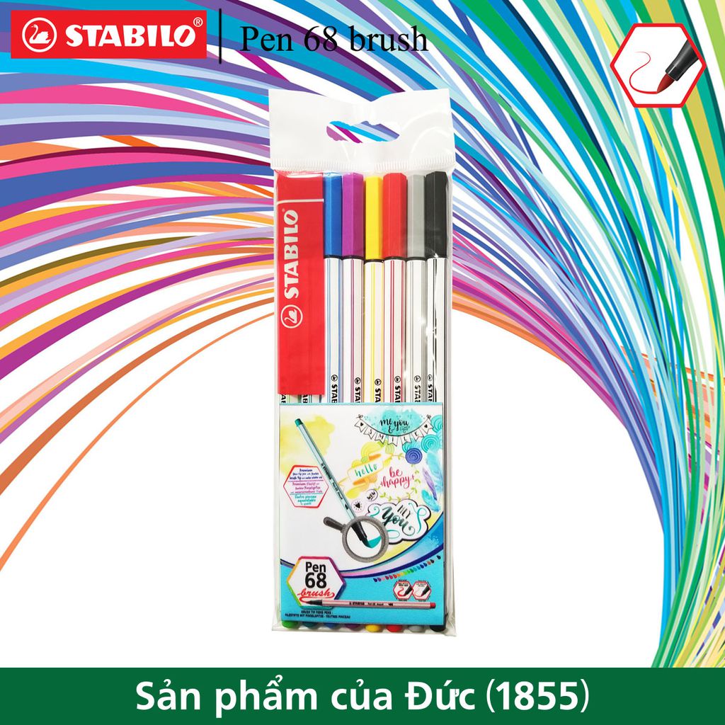 [DA ĐEN] Bộ Bút Lông Màu STABILO Pen 68 Brush 8|10|12|19 Màu (PN68BR)