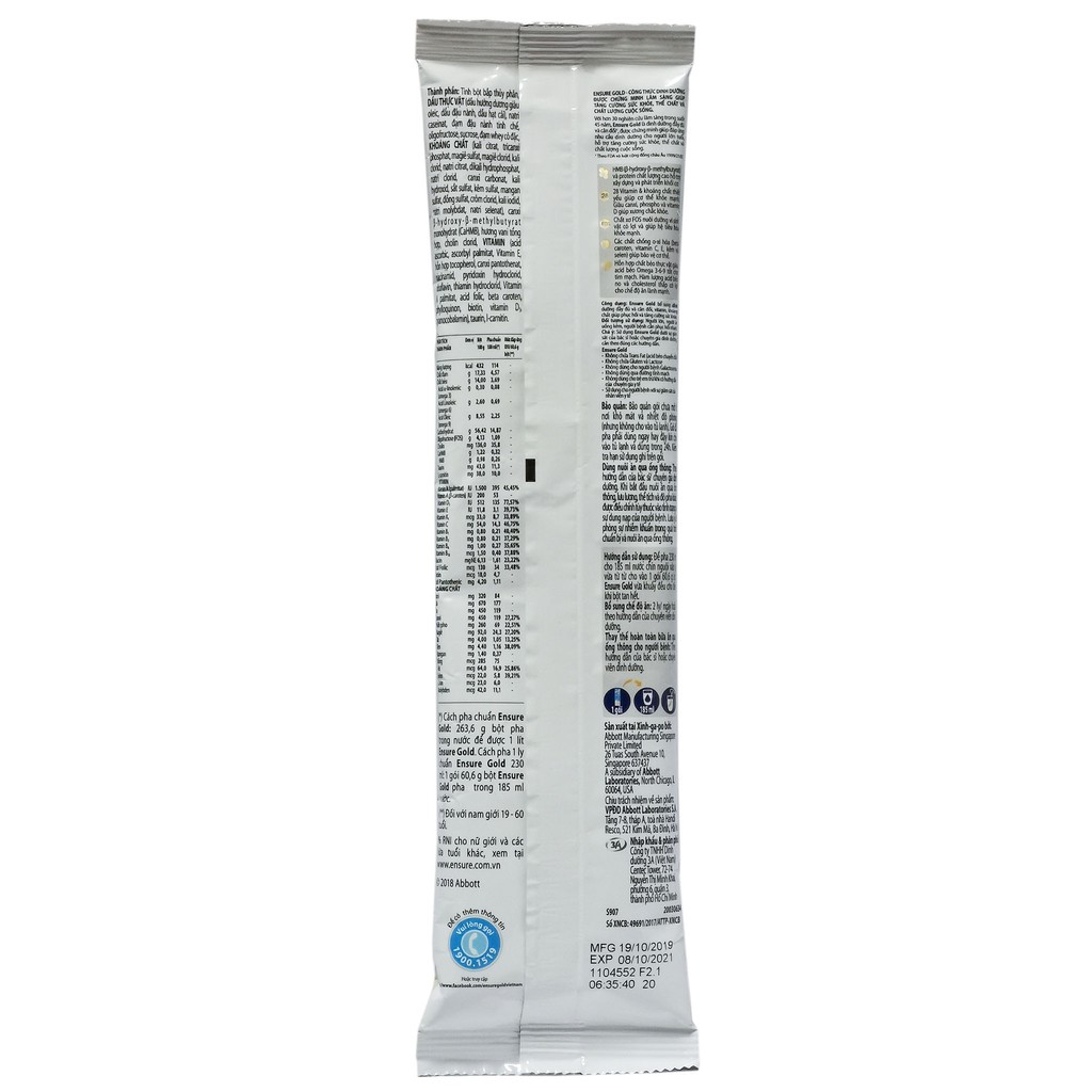 Combo 1/2 Gói Sữa Bột Ensure Gold 60,6G Vị Vani -  Glucerna 52,1g Hương Vani/ Lúa Mạch