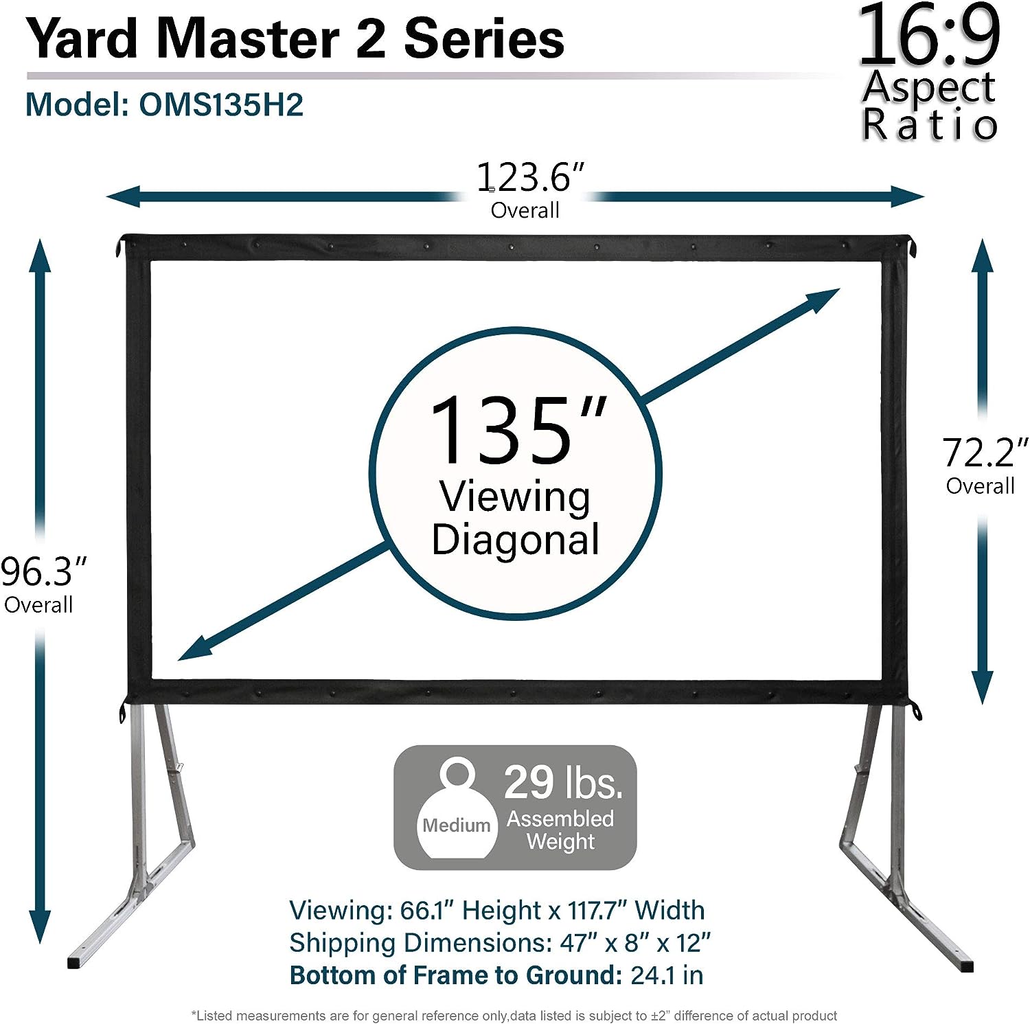 Màn chiếu elite screens yard master 2, tỷ lệ khung hình 16:9 – hàng chính hãng, màn chiếu di động ngoài trời