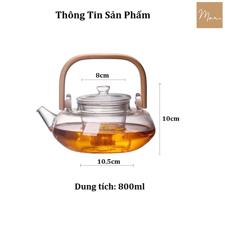 Ấm Trà Thủy Tinh Chịu Nhiệt - 800Ml