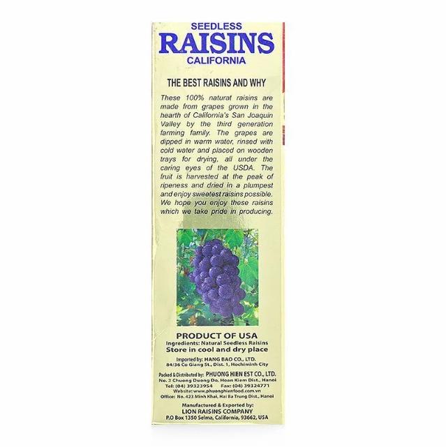 Nho khô Raisins hộp 200g