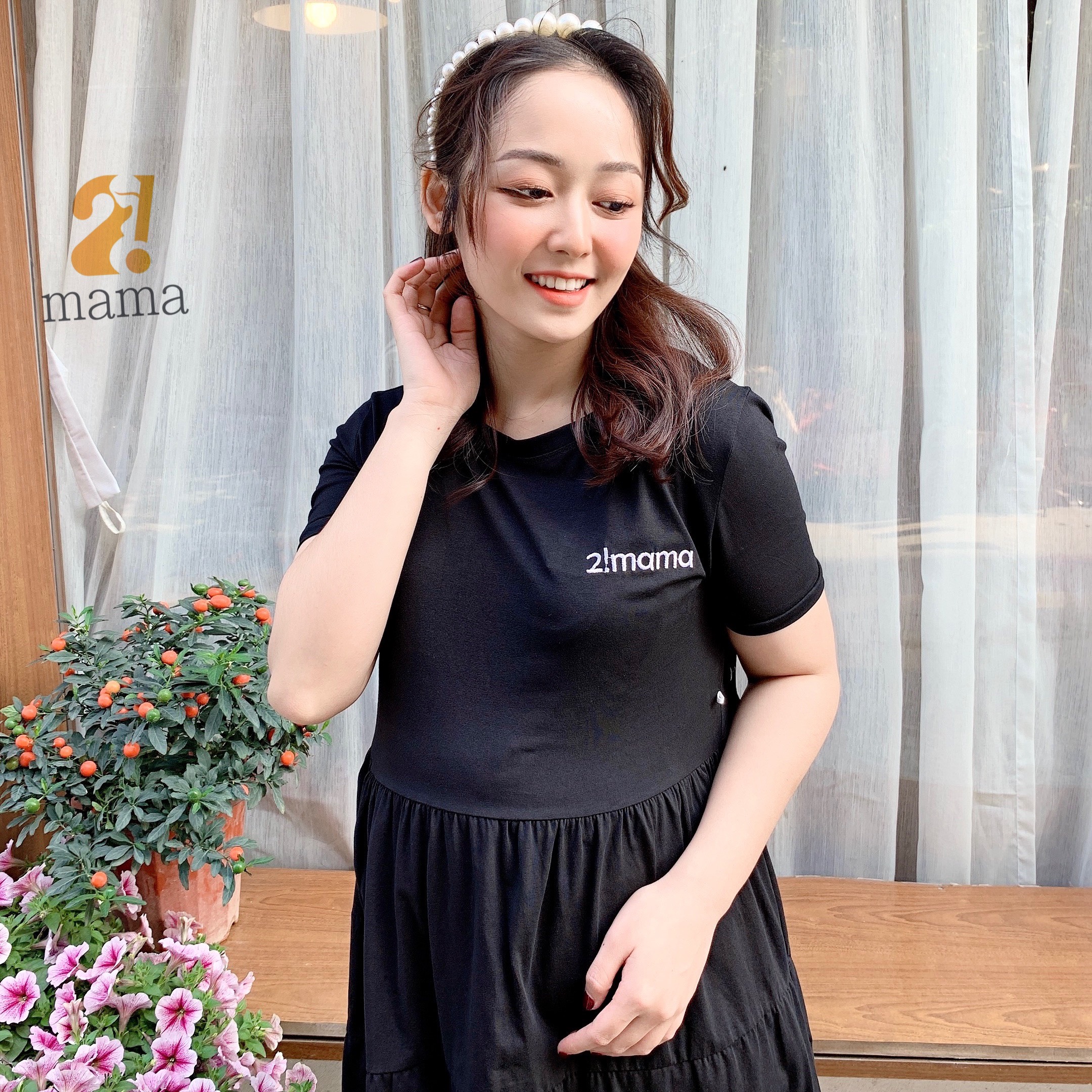 Đầm bầu suông đuôi cá chất cotton freesize 2MAMA V05