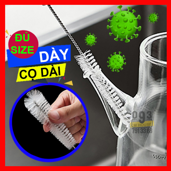 Combo 4 Cọ Rửa chai lọ miệng nhỏ Cọ Rửa Bình Trà Bình Nước