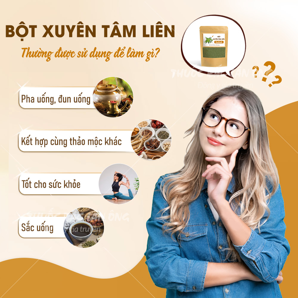 Bột thảo mộc xuyên tâm liên 1kg ( Bột xuyên tâm liên nguyên chất tăng cường hệ miễn d ịch)