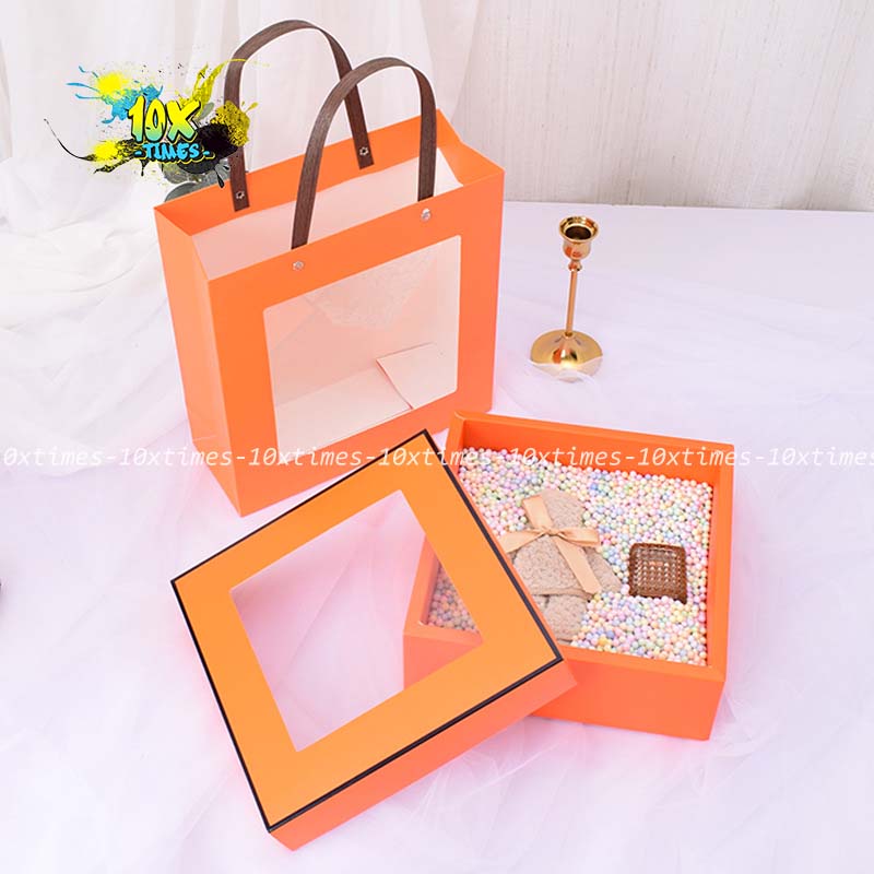 Set hộp túi giấy cửa sổ trong suốt đựng quà tặng sang trọng tặng sinh nhật bạn gái bạn trai đối tác, valentine, ngày lễ