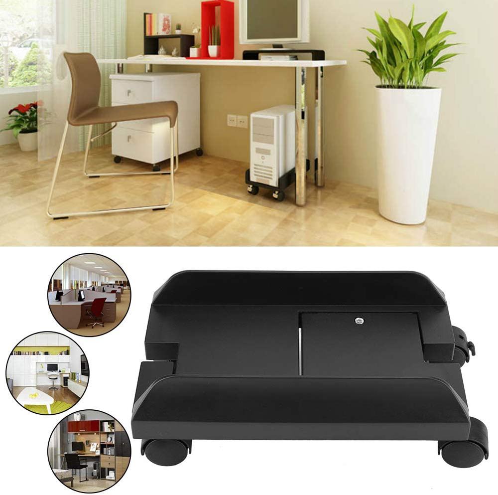 Adjustable CPU Stand for PC Computer Case Holder Bracket Desktop Mainframe Storage Rack with Brake with 4 Caster Wheels