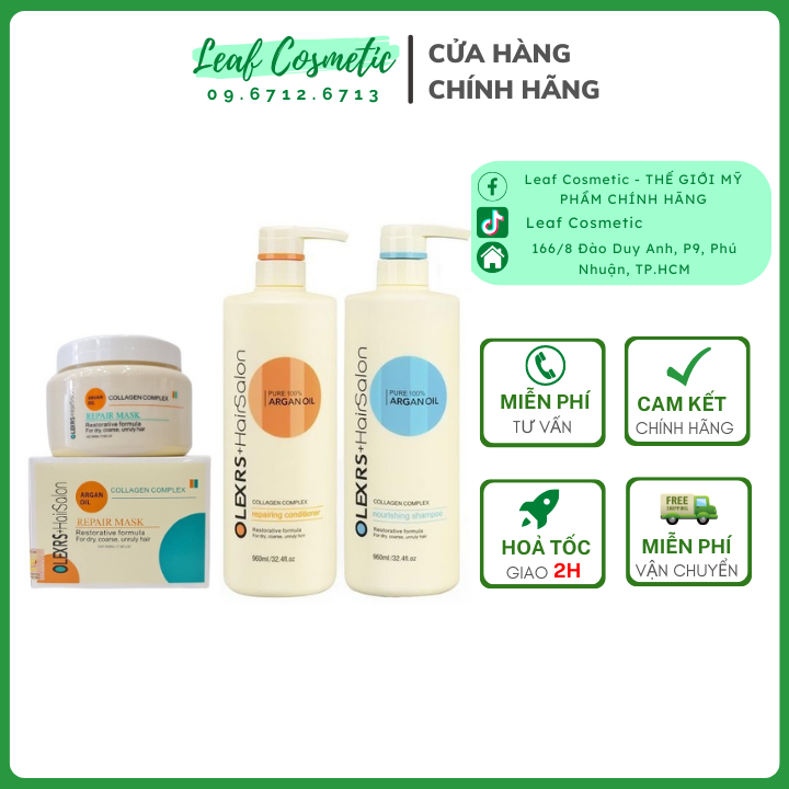 Dầu gội xả, dầu dưỡng tóc, kem ủ tóc phục hồi giảm rụng tóc olexrs hair salon collagen 500ml - 960ml