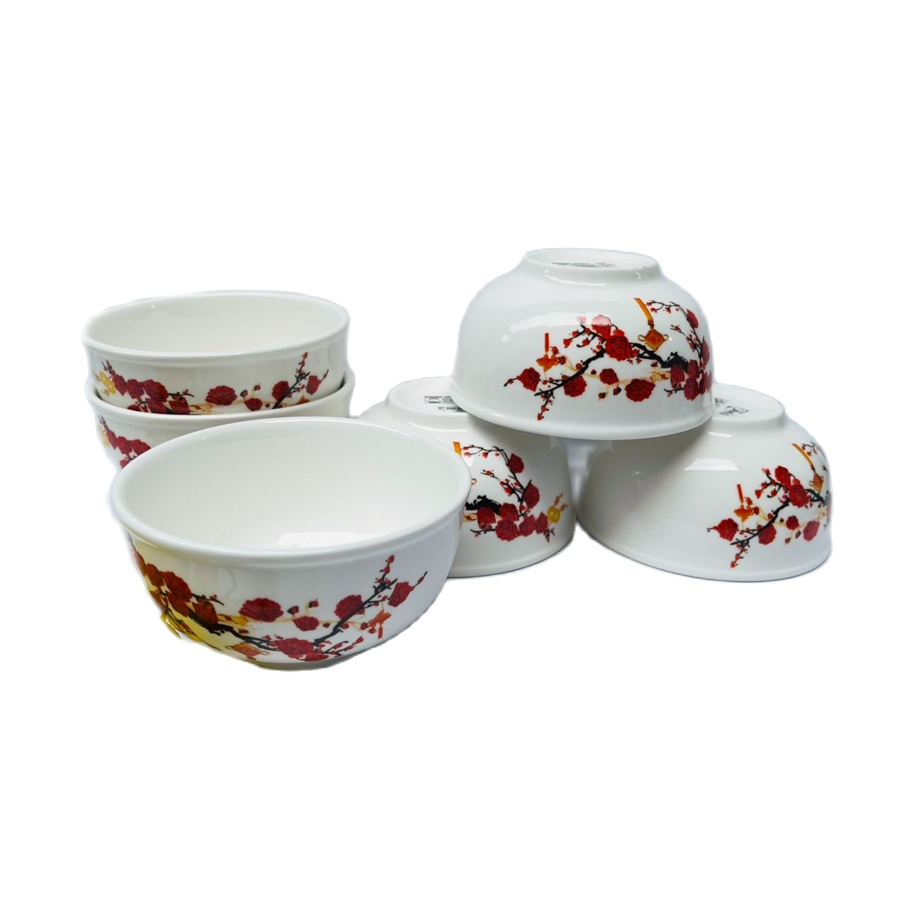 Bộ 6 chén sứ tráng men hoạ tiết ngẫu nhiên - chén đẹp vừa tay - bát sứ - bát ăn cơm