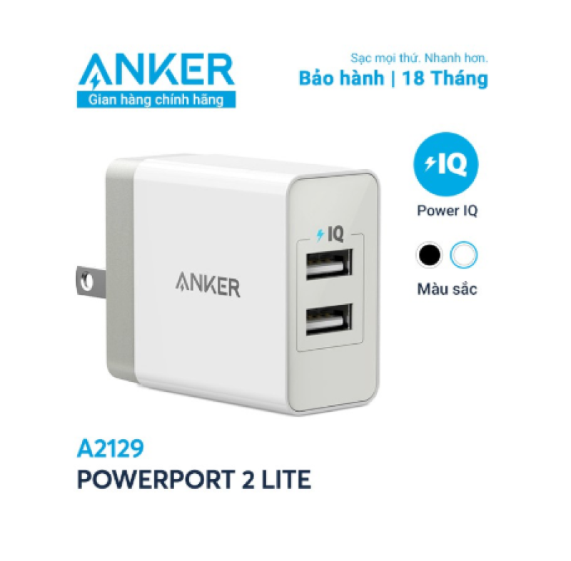 Sạc ANKER PowerPort 2 Lite - 12w - A2129