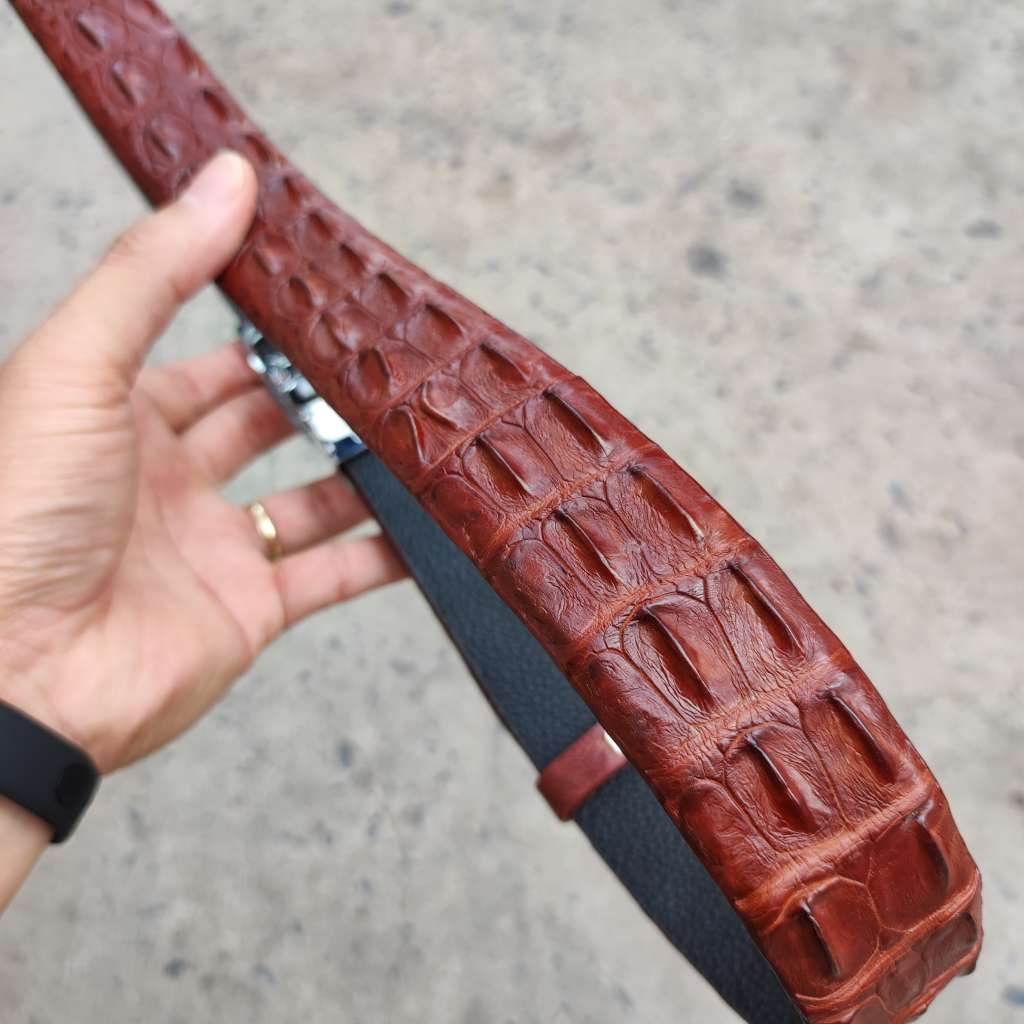 [FREE SHIP] Thắt lưng da cá sấu liền nguyên con. [BẢN RỘNG 3.5cm CÓ GAI RẤT ĐẸP]