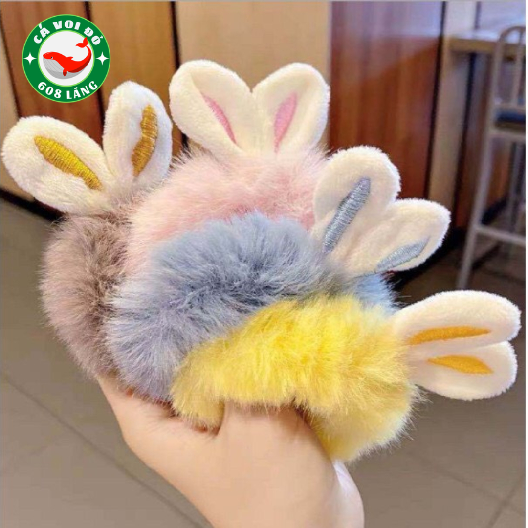 Dây Buộc Tóc Tai Thỏ Bông Hàn Quốc