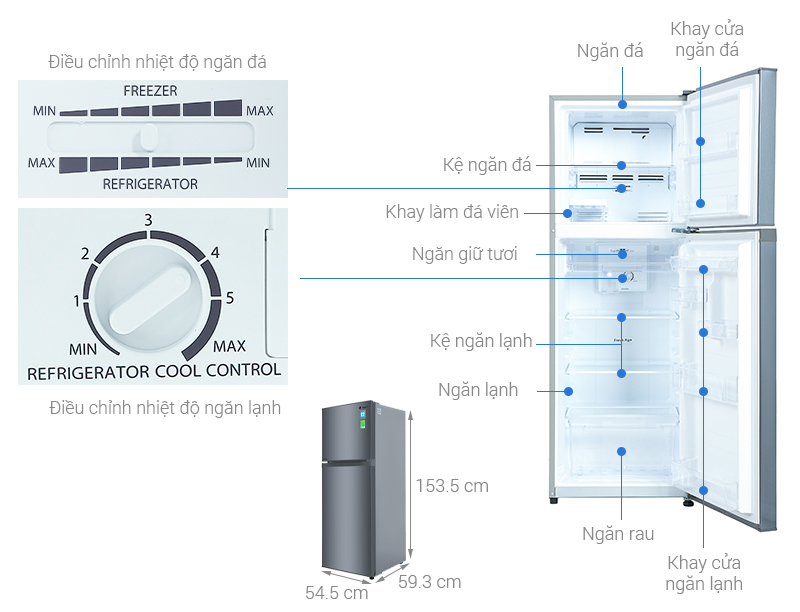 [TRẢ GÓP 0%] Tủ Lạnh Casper Inverter 238 Lít RT-250VD  (Giá áp dụng giao tại HN, HCM& các tỉnh liên hệ shop)
