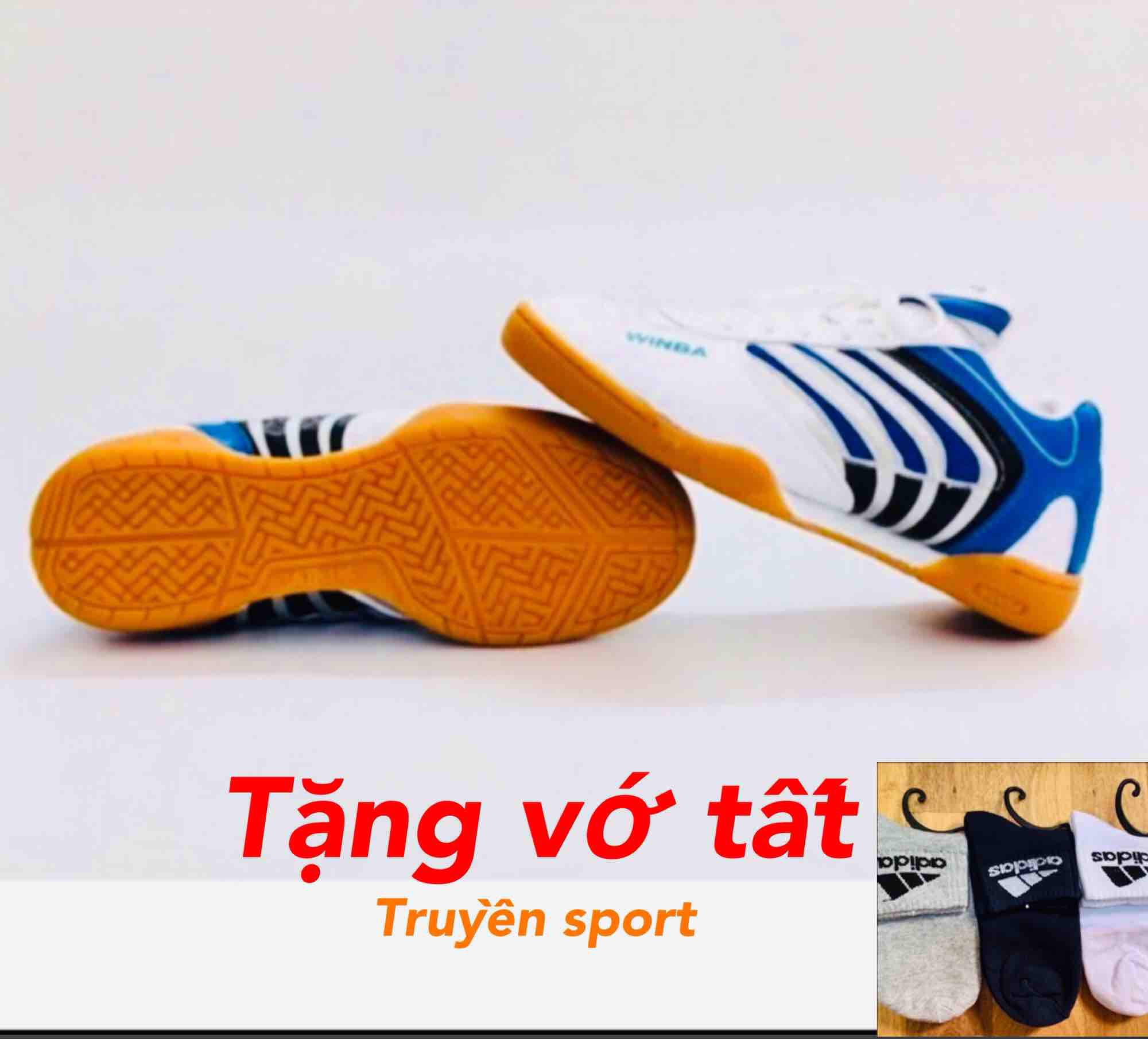 Giày đá futsanl,cầu lông,bóng chuyền,tặng vớ tất,giày chạy bộ winba đã khâu quanh mũi đế