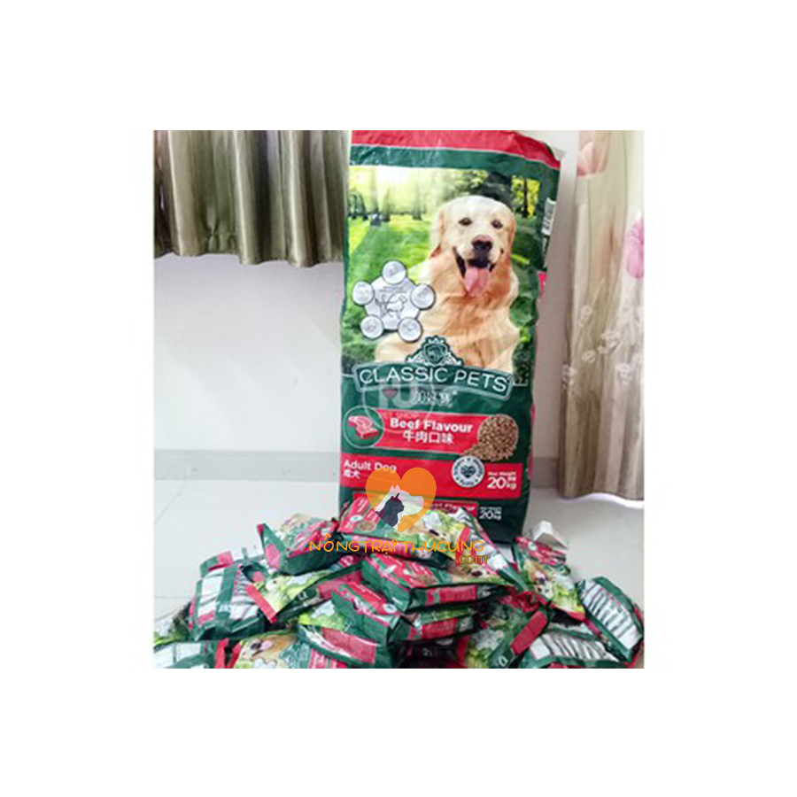 Thức Ăn Hạt Chó Lớn Classic Pets Bao 20kg (50 GÓI 400g) - Vị Thịt Bò - [Nông Trại Thú Cưng]