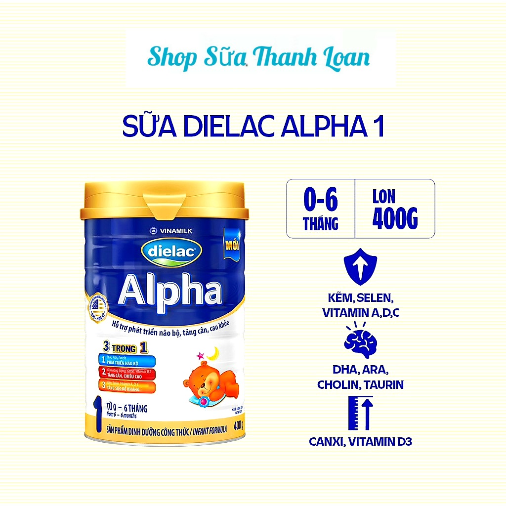 Sữa bột vinamilk dielac alpha 1 400g.
