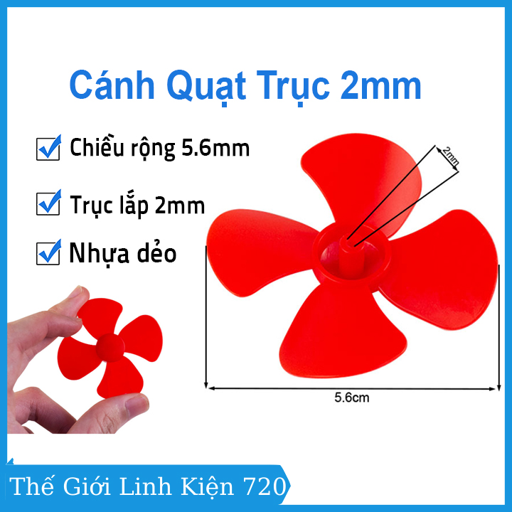 Propeller mini for motor width 56mm shaft 2mm plastic material flexible, 4 Color random