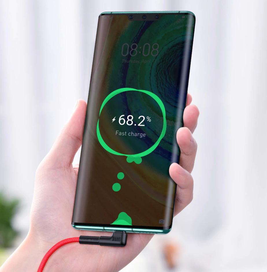Baseus Elbow USB Type C Cable LED  Dành Cho Xiaomi Redmi Note 9 S 8 Pro Sạc Nhanh 3.0