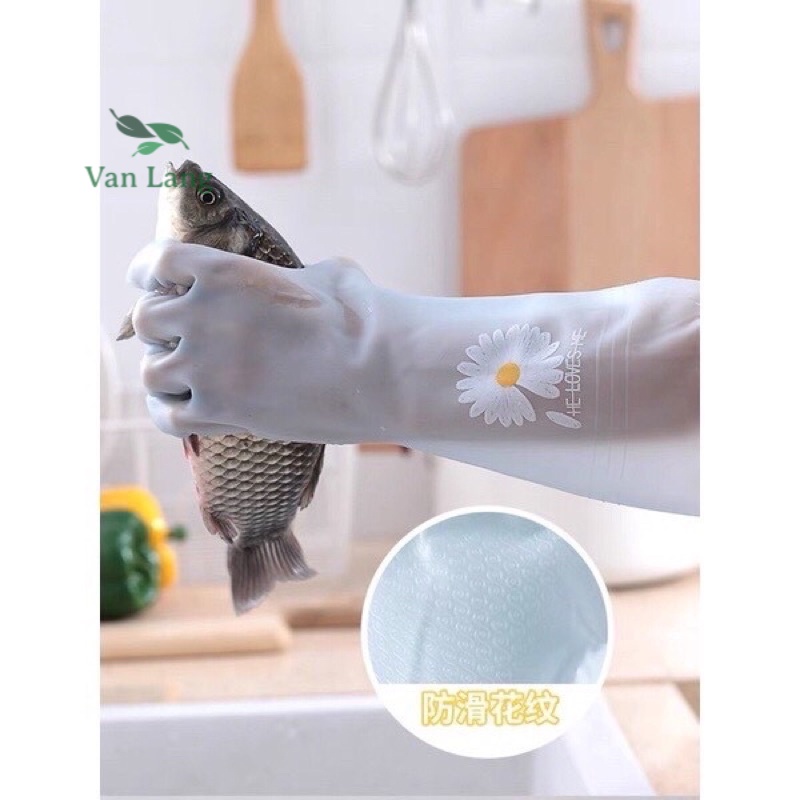 Gang tay vệ sinh - Gang tay cao su hoa cúc siêu dai bền