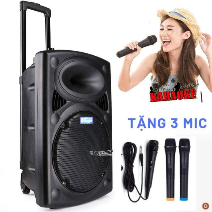 Loa Bluetooth Karaoke Bass 30. Tặng 3 Micro