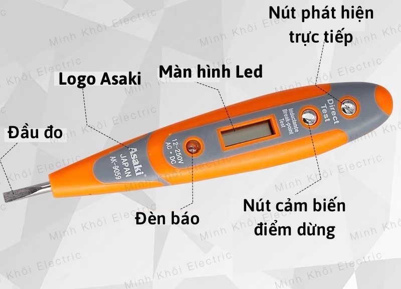 Bút thử điện đa năng Asaki AK-9059,,bút thử điện cảm ứng,bút thử điện đa năng,bút thử điện hạ thế,bút thử điện điện quang,bút thử điện xe máy ô tô, bút thử điện số,bút thử điện mini,bút thử điện dc,bút thử điện thông minh,bút thử điện không chạm,bút điện,
