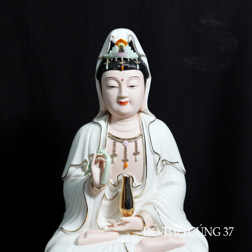 [ CAO 35 CM ] TƯỢNG  QUAN ÂM  MEN SỨ CAO CẤP