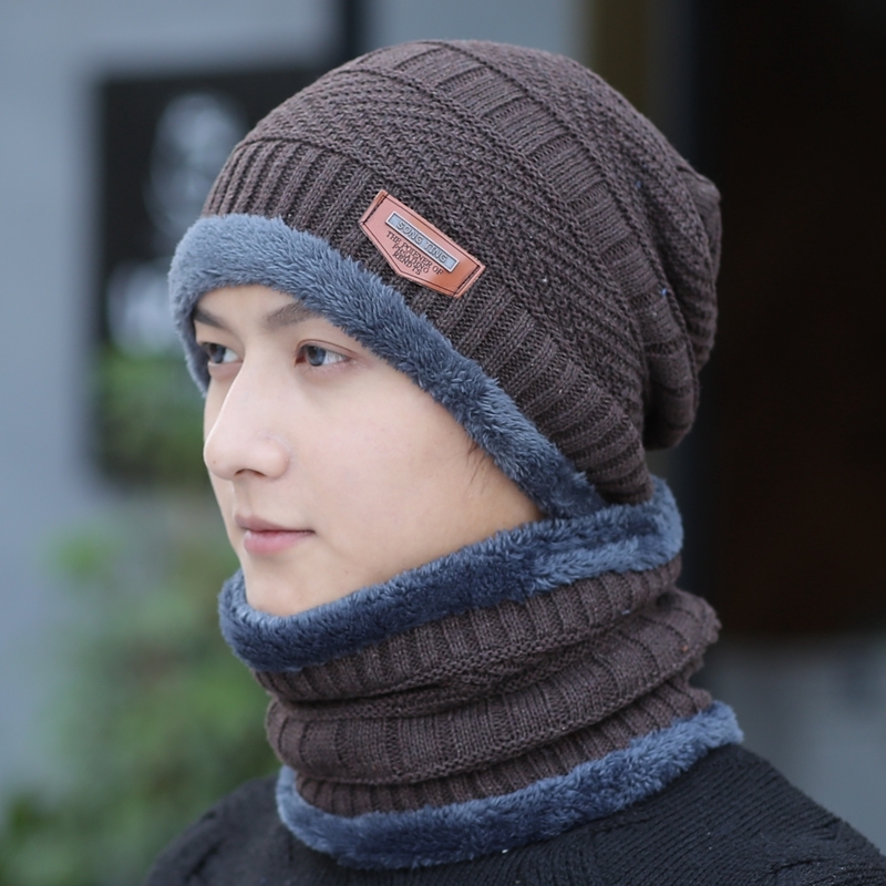 Set khăn mũ len nam nữ lót lông