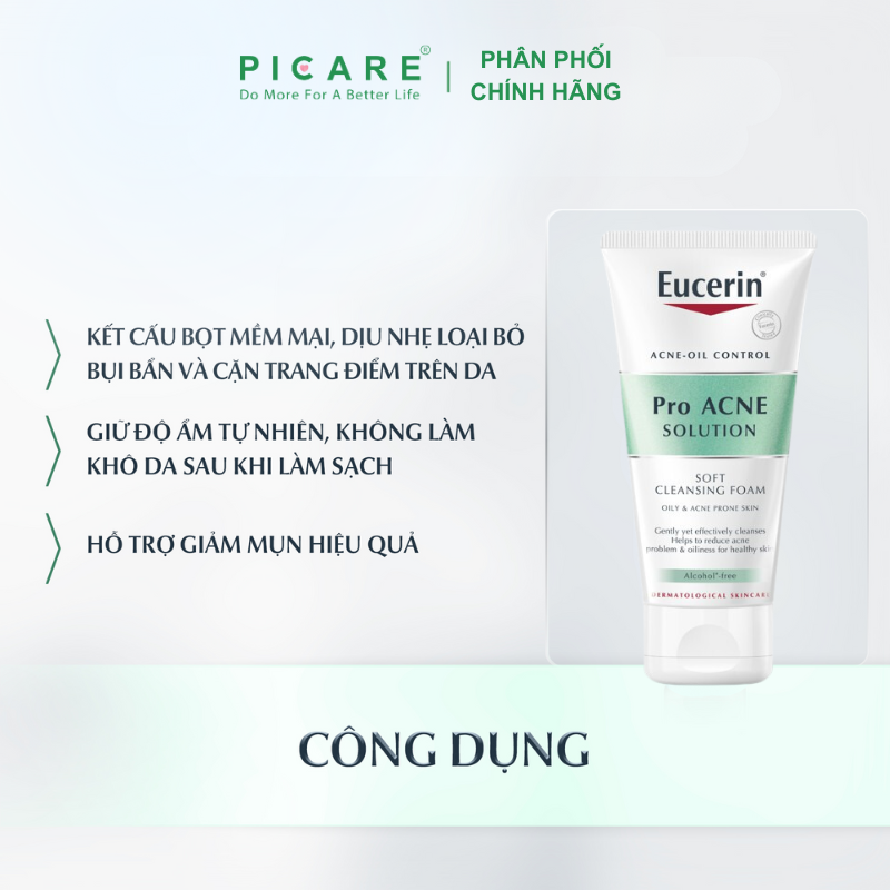 Facial Cleanser foam for acne skin Eucerin pro solution acne Gentle Cleansing Foam 50ml