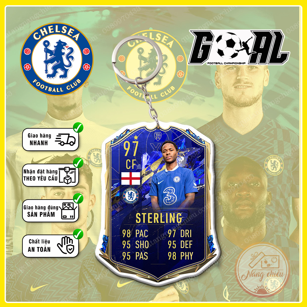Móc khóa clb bóng đá chelsea, in sắc nét dày 2 mặt
